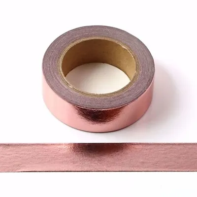 Rose Gold Foil Washi Tape Decorative Self Adhesive Masking Tape 15mm X 10 Meters • £3.74