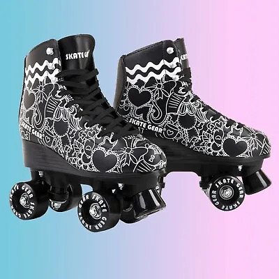Skate Gear Roller Skates Skating Graphic Faux Leather Boot PVC Frame • $52.99