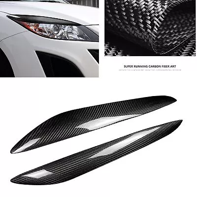 Real Carbon Fiber Front Fog Light Eyelid Cover Trim For Mazda3 2010 2011-2013 • $35.57