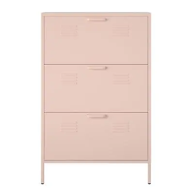 RealRooms Shadwick 3 Door Locker Style Metal Shoe Storage Cabinet Pink • $224.99