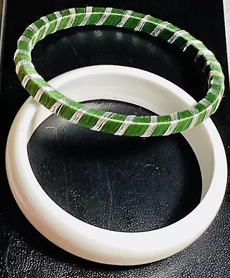 Vintage Bangle Lot-White-Green &Silver Satin  • $0.99