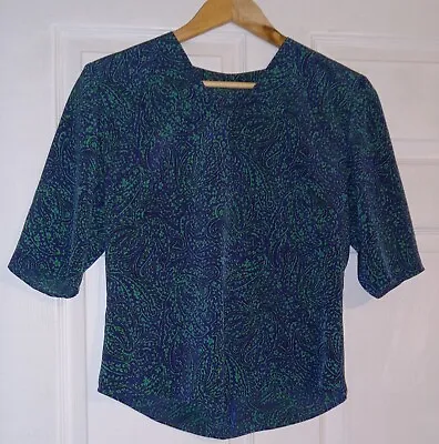 Maggie Shepherd Shirt Womens Small Purple Green Half Sleeve Top Blouse Ladies • $11.77