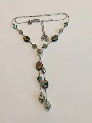 Marks And Spencer M&S Silver Tone Abalone Bead Double Strand Necklace • £5.99