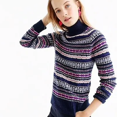 J. Crew Fair Isle Wool Turtleneck Sweater Size XS • $40