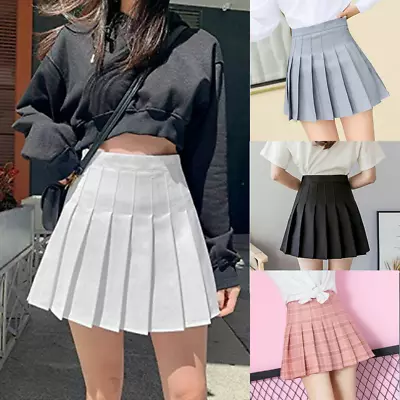 £7.69 • Buy Women High Waist Skirt Pleated Plaid Casual Tennis Style Girl Mini Skirts Skater