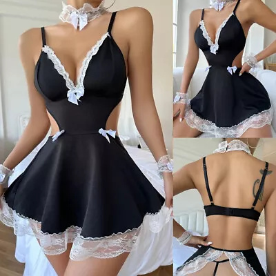 Sexy Lingerie Women Lace Underwear French Maid Nurse Cosplay Babydoll Sleepwear • $5.87