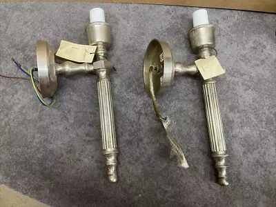Pair Of  Pewter Wall Lights With Candle Drips For Small Bayonet Bulb • £20