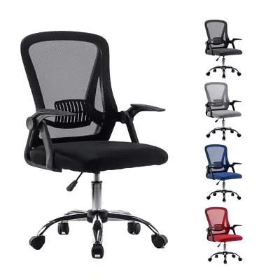 Office Chair Mesh Back Ergonomic Desk Chair With Flip-up Armrest Swivel Chair • £34.99