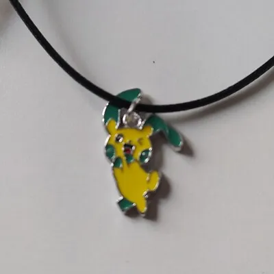 £2 • Buy Metal Pokémon Pendant On A Black Waxed Cord Necklace Approx17-19 Inch