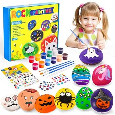 Toys For 4 5 6 7 8 9 Year Old Girls Boys Rock Painting Kit Gifts Arts Crafts • £11.22