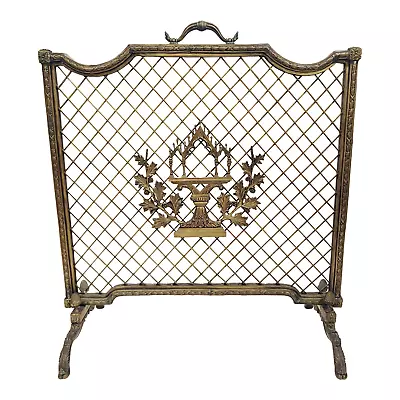 Vintage FRENCH Style Rococo BRONZE Fireplace Mantle FIRE SCREEN Maitland Smith • $582.25