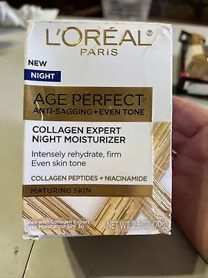 L'Oreal Age Perfect Anti-Sagging+Even Tone Collagen Night Moisturizer 2.5oz • $14.50