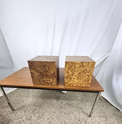 Vintage 60s-70s PAIR Mid Century Mod End Table Burl Wood Hollow Milo Baughman? • $425