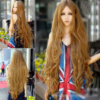 Super Long 100CM Full Wigs Cosplay Costume Halloween Hair Anime Wavy Straight • $17.99