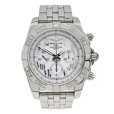 Breitling Chronomat 44 Steel White 44mm Automatic Men’s Watch AB0110 • $2795