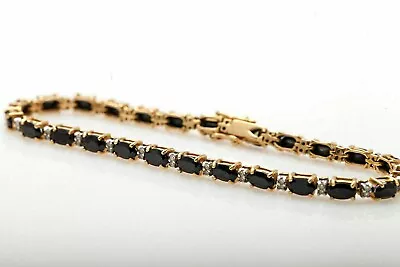 Lab Created Black Onyx Diamond Women's Wedding Bracelet 14K Yellow Gold Finish • $155.99