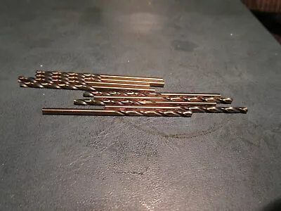 $10 • Buy (9) 2.40mm HSS 135° Split Point Black & Gold Finish Jobber Drill