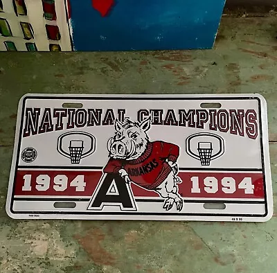 NOS Vintage 1994 Arkansas Razorbacks National Champions License Plate Sealed New • $49