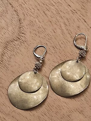 Vintage Brass Disc Earrings • $8