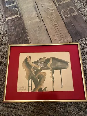 Signed And Framed Leo Meiersdorff 1976 Watercolor Art Piano Player • $75