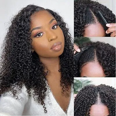Indian Kinky Curly V Part Wigs For Women Human Hair U Part Wig Glueless Wear Go • $65.54