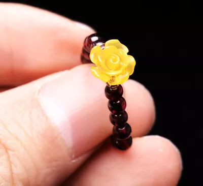 1.8g Natural Wine Red Garnet Crystal Beads Gemstone Ring AAAA • $1