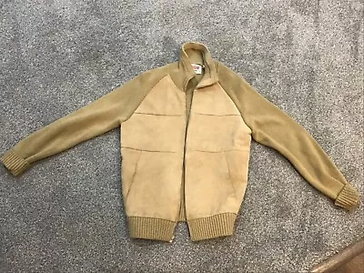 McGregor Portswear Tan Suede Leather And Knit Acrylic Jacket M Vintage • $34.99