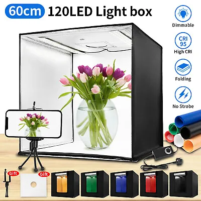 24  Large Photo Studio LED Light Tent Cube Soft Box Portable Photography 60x60cm • £67.99