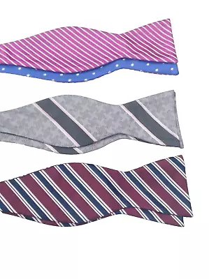 684  ) Lot Of 3   Different  Brand   Men's  Bow Tie  100%  Silk   Made In China • $10.99