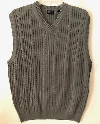 IZOD Men’s Cable Knit Sweater Vest Green Size Large 100% Cotton • $24.99