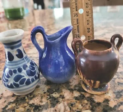 Lot Of 3 Vintage Miniature Pottery Vases/Pitcher • $8.99