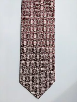 Vanners Classic Jacquard Silk Tie. Red And White Micro Medallion. • £19.99