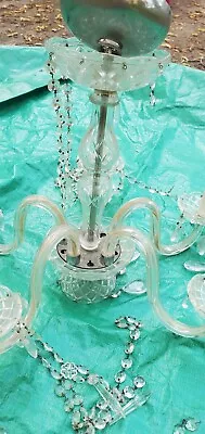 $200 • Buy Vintage 5 Light Crystal Chandelier Candle Lamp Ceiling Light Fixture