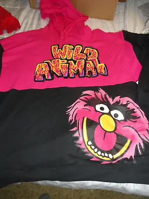 Small Adult Muppets ~ ANIMAL ~ Pink & Black Hooded Sweatshirt NWT Disney Parks • $49.90