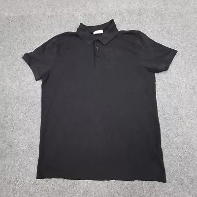 Versace Shirt Mens LARGE Black Cotton Medusa Collection Polo T Shirt Size L • $99.88