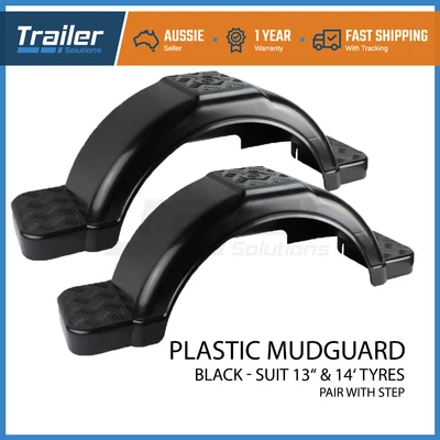 $57.73 • Buy Boat Trailer Mudguards Black 9 Inch Wide Plastic Mud Guards For 13  14  Wheel