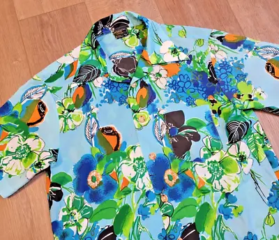 $44.95 • Buy Vintage 60s 70s JC Penny Towncraft Hawaiian Shirt Abstract Floral Aloha Medium