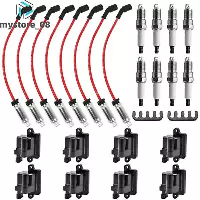 8 Pack Square Ignition Coil & Spark Plug Wire For Chevy GMC 4.8L 5.3L 6.0L 8.1L • $94.96