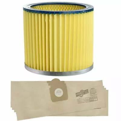 £14.99 • Buy Fits Lidl Parkside 1300 1400 Wet & Dry Vacuum Cleaner Filter & 5 Pack Dust Bags