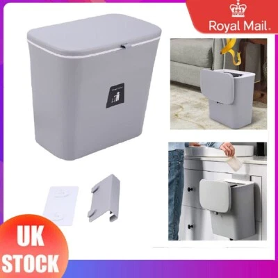 £11.39 • Buy Wall Mounted Waste Bin Kitchen Cabinet Door Cupboard Hanging Trash Can W/ Lid UK