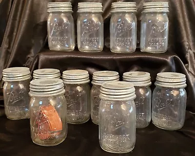Lot Of 12 Vintage Ball Perfect Mason Jars Unused W Gaskets Zinc Lids Pint 1930 • $99.95