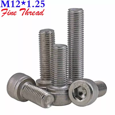 M12 - 1.25 Fine Thread A2 Stainless Steel Hex Socket Head Cap Screws Allen Bolts • $9.13