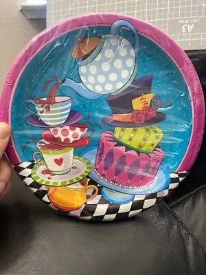 Mad Hatter Tea Party 8ct. Paper Dinner Plates 8-5/8  Party Supply New!! • $4.50