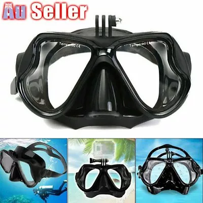 Black Diving Mask Scuba Snorkel Goggles Face Glasses Mount For GoPro Hero • $25.99