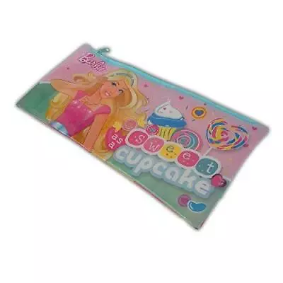 Barbie Pencil Case Sweet As A Cupcake Large Flat PVC Zipped UK Stock • £2.99