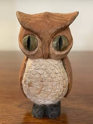 Vintage Folk Art Hand Carved Miniature 3  Wooden Owl • $9.99