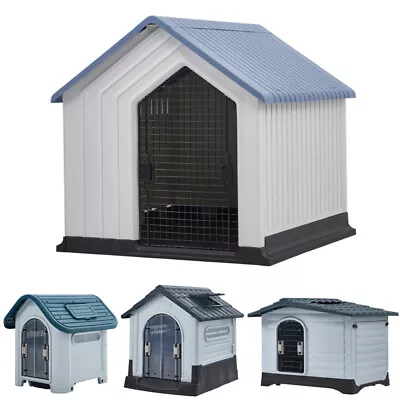 Plastic Pet Kennel House Weatherproof Indoor Outdoor Dog Puppy Shelter Doghouse • £62.95