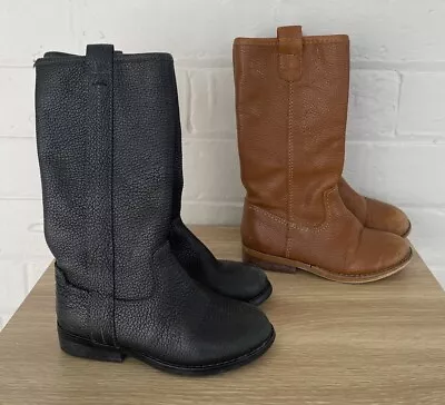 Country Road Girls Leather Boots - Two Pairs- Brown And Black Size 24 & Size 25 • $80