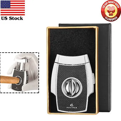 Galiner Cigar Cutter Stainless Steel V-Cutter Cigar Retro Style Box Black&Silver • $29.99