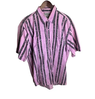 Vintage Wrangler Men’s Pink Striped Western Shirt S/S Size XL • $39.99